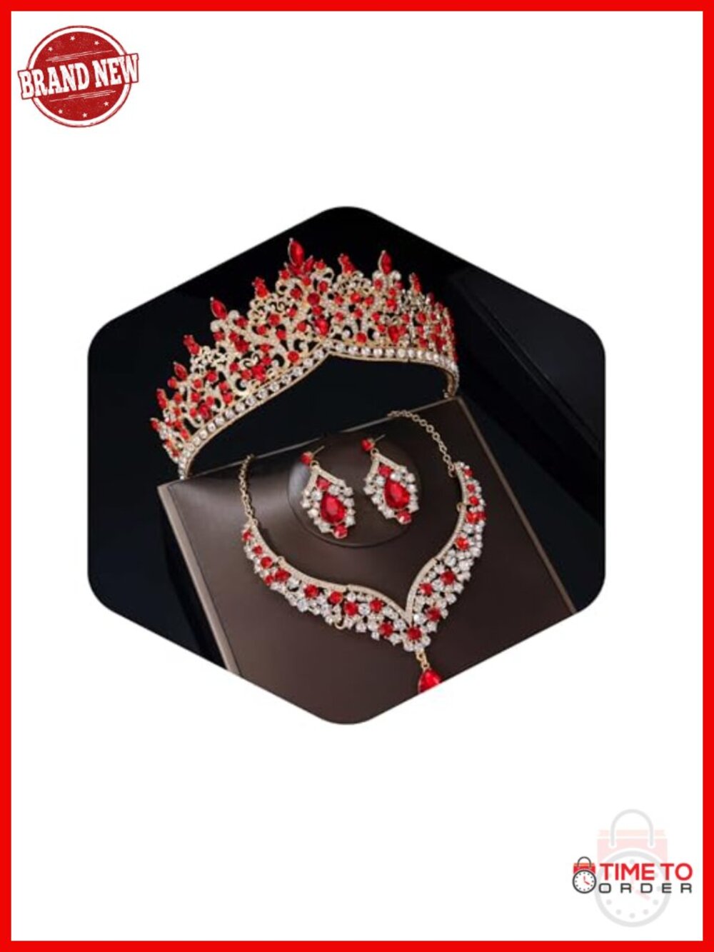 Crystal Rhinestone Tiara & Jewelry Set for Women Bridal Pageant Prom Party 3